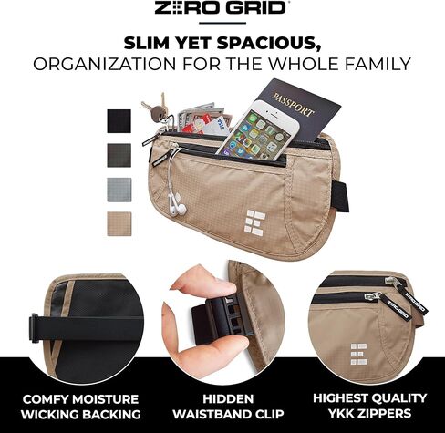 Money Belt for Secure Travel - Concealed Travel Pouch w/RFID Blocking - Secure Important Documents and Money - Durable, Water-Resistant Rip-Stop Nylon w/RFID Sleeves Set in Kuwait