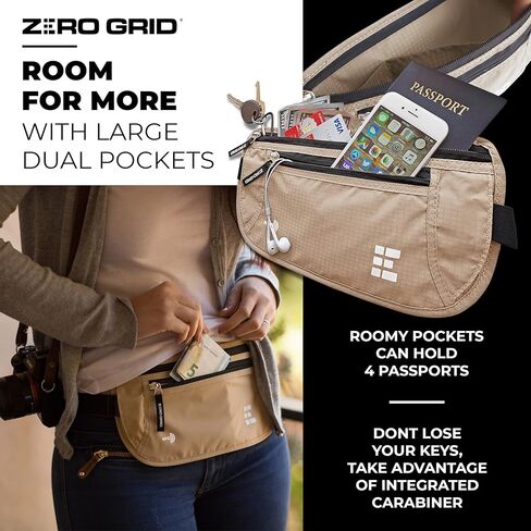 Money Belt for Secure Travel - Concealed Travel Pouch w/RFID Blocking - Secure Important Documents and Money - Durable, Water-Resistant Rip-Stop Nylon w/RFID Sleeves Set in Kuwait