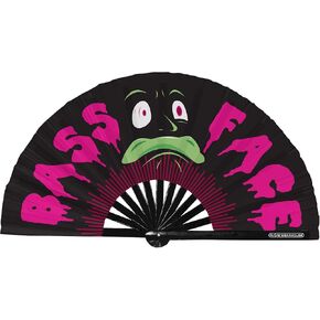Rave Wearhouse Rave Fan - UV Glow Large Bamboo Folding Hand Fan for Men/Women Fan for EDM, Music Festival,Club,Event,Dance