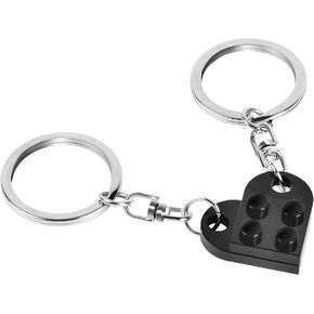 Heart Keychain Set for Couples, Brick Heart Keychain for Boyfriend Girlfriend, 2 Pcs Matching Heart Colorful Keychains.