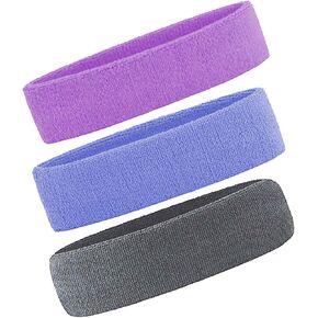 3 Pack Men & Women Sweatband Headband Terry Cloth Moisture Wicking for Sports Tennis Gym Work Out in Kuwait