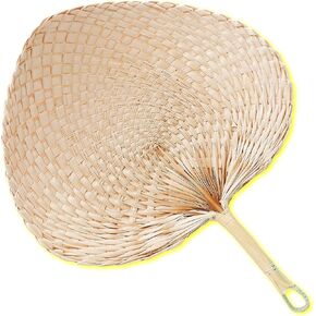 Beach Fan Palm Leaf Fan Handmade Woven Palm Fan for Wedding Farmhouse Kitchen Summer Cooling Party Beach 2 Pack (Small) Natural