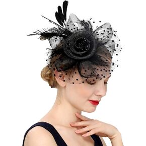 Cizoe Fascinators Hat for Women Tea Party Headband Kentucky Derby Wedding Flower Cocktail Mesh Feathers Hair Clip