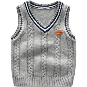 Achiyi Baby Toddler Boys Solid Color V Neck Sweater Vest Sleeveless Pullover Knitted Waistcoat in Saudi Arabia
