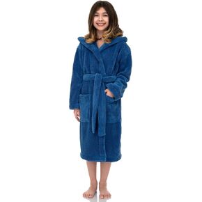 TowelSelections Girls Robe, Kids Soft Plush Hooded Fleece Bathrobe