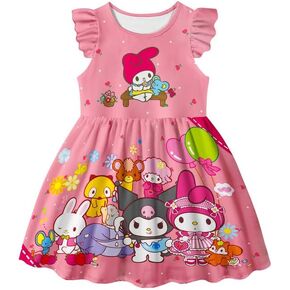 فستان MSOHGA للفتيات فستان الأميرة الخيالي ذو الطباعة الكرتونية الكاجوال in Kuwait