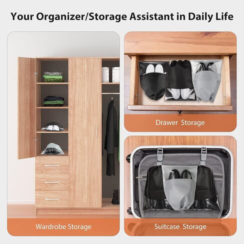 Shoe Bags for Travel,Shoe Bag Holds 3 Pair of Shoes,Shoe Storage Pouch for Travel and Daily Use,Shoe Organizer Travel Essentials for Packing in Suitcase,Waterproof in Saudi Arabia