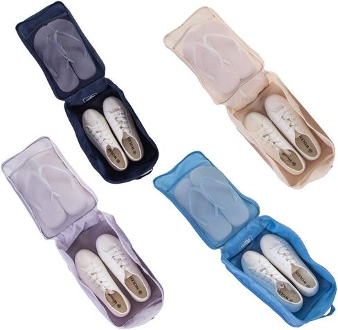 JJ POWER Travel Shoe Bags, Foldable Waterproof Shoe Pouches Organizer-Double Layer (Black, 2 Packs) in Saudi Arabia