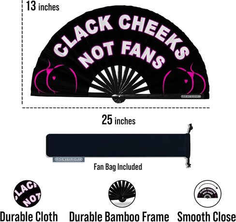 Rave Wearhouse Rave Fan - UV Glow Large Bamboo Folding Hand Fan for Men/Women Fan for EDM, Music Festival,Club,Event,Dance in Kuwait