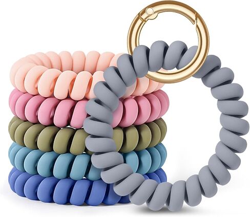 6PCS Stretchable Wristband Wristlet Keychain Wrist Key Chain Wristlet,Spring Flexible Spiral Wrist Coil ​Wrist Band Bracelet Key Holder Spring O Ring for Sauna Gym Pool ID Badge and Outdoor Sports in Saudi Arabia