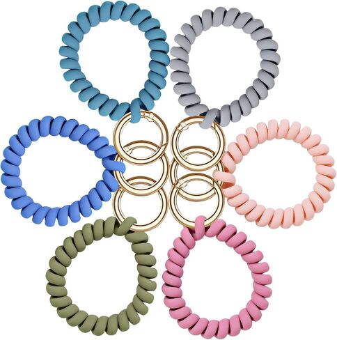 6PCS Stretchable Wristband Wristlet Keychain Wrist Key Chain Wristlet,Spring Flexible Spiral Wrist Coil ​Wrist Band Bracelet Key Holder Spring O Ring for Sauna Gym Pool ID Badge and Outdoor Sports in Saudi Arabia