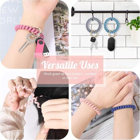 6PCS Stretchable Wristband Wristlet Keychain Wrist Key Chain Wristlet,Spring Flexible Spiral Wrist Coil ​Wrist Band Bracelet Key Holder Spring O Ring for Sauna Gym Pool ID Badge and Outdoor Sports in Saudi Arabia