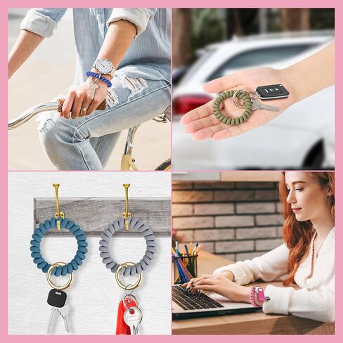 6PCS Stretchable Wristband Wristlet Keychain Wrist Key Chain Wristlet,Spring Flexible Spiral Wrist Coil ​Wrist Band Bracelet Key Holder Spring O Ring for Sauna Gym Pool ID Badge and Outdoor Sports in Saudi Arabia