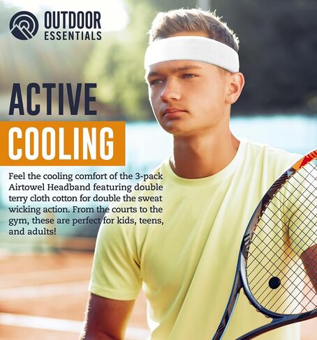 OutdoorEssentials Sweatbands & Wristbands - Wrist Sweat Bands Headbands for Men & Women - Multipack Terry Cloth Headbands or Wrist Bands for Working Out, Tennis, Basketball, Football, Gymnastics in Kuwait