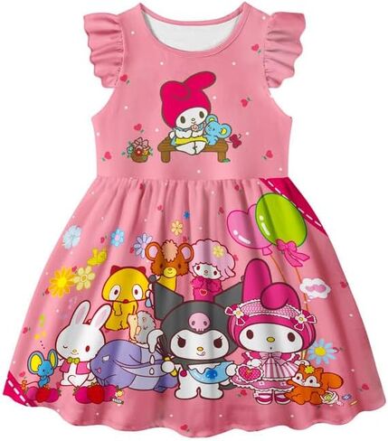 فستان MSOHGA للفتيات فستان الأميرة الخيالي ذو الطباعة الكرتونية الكاجوال in Kuwait