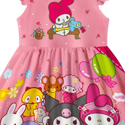 فستان MSOHGA للفتيات فستان الأميرة الخيالي ذو الطباعة الكرتونية الكاجوال in Kuwait