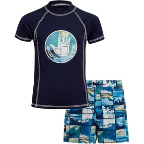 Body Glove Boys' Rash Guard Swim Set - 2 Piece UPF 50+ Swim Shirt and Bathing Suit Trunk for Boys (4-12)