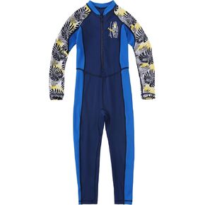 LUCKYLUAN Boys Girls Full Body Swimsuit Color Block One Piece UPF 50 Long Sleeve Rash Guard for Kids in Saudi Arabia