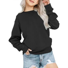 Bingerlily Girls Casual Long Sleeve Sweatshirt Crew Neck Cute Pullover Relaxed Fit Tops