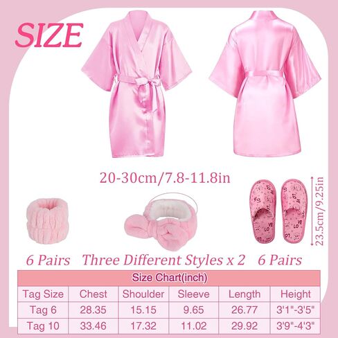 AOLIGE 24Pcs Sleepover Party Supplies for Girls Kids Spa Day Kit Gifts Satin Kimono Robes Headband Slippers Wristband Set in Kuwait