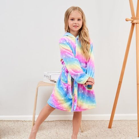 Ceruwum Girls Cozy Unicorn Hooded Bathrobe Sleepwear with Unicorn Slippers, Blindfold and Headband in Saudi Arabia