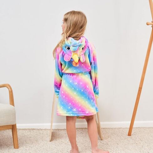 Ceruwum Girls Cozy Unicorn Hooded Bathrobe Sleepwear with Unicorn Slippers, Blindfold and Headband in Saudi Arabia