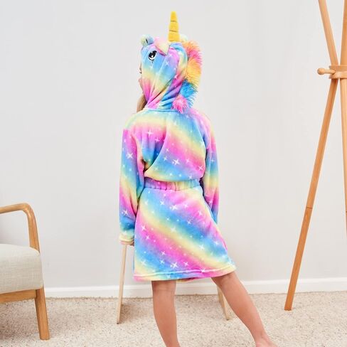 Ceruwum Girls Cozy Unicorn Hooded Bathrobe Sleepwear with Unicorn Slippers, Blindfold and Headband in Saudi Arabia