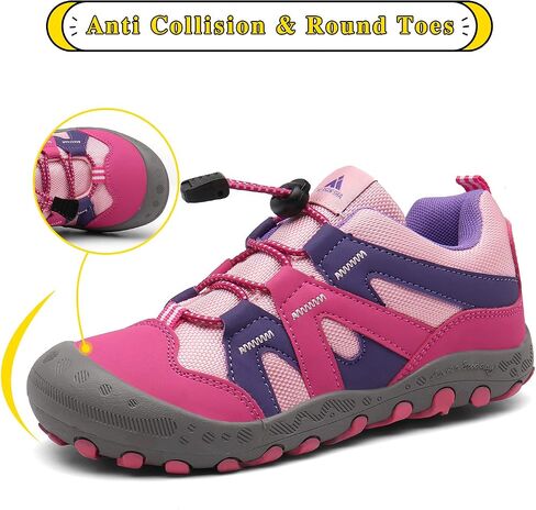 Mishansha Boys Girls Hiking Shoes Kids Low Top Sneakers | Protective Toe, Breathable Upper, Adjustable Strapes, Non-Slip Sole for Outdoor Trekking, Walking, Climbing, Running, School in Kuwait