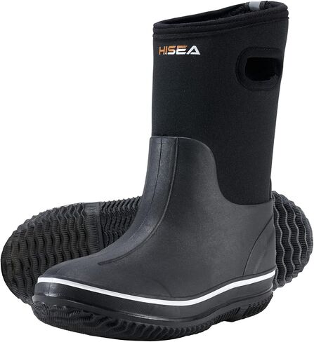 HISEA Kids Rain Boots for Boys Girls, Waterproof Insulated Rubber Neoprene Boots, Seamless Outdoor Boots with Handles Rainboot All Weather Mud Boots for Rain, Snow, Winter and Muck (Little Kid/Big Kid) in Kuwait