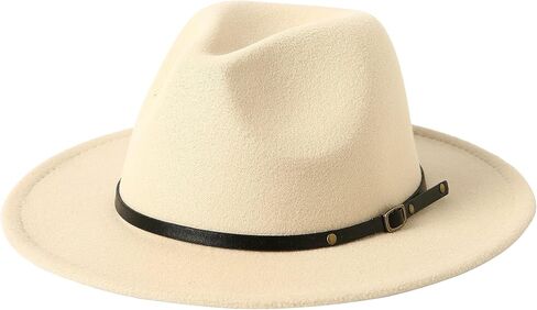 Lanzom Kids Girls Vintage Wide Brim Wool Felt Bowler Cap Bowknot Floppy Fedora Hat in Kuwait