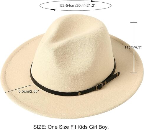 Lanzom Kids Girls Vintage Wide Brim Wool Felt Bowler Cap Bowknot Floppy Fedora Hat in Kuwait