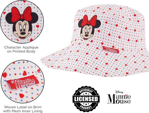 Disney Toddler Sunhat, Minnie Mouse Kids Bucket Matching Girls Baseball Cap for Beach, Size 2-4, Bucket & Baseball Hat, 2-4T Red and White in Saudi Arabia