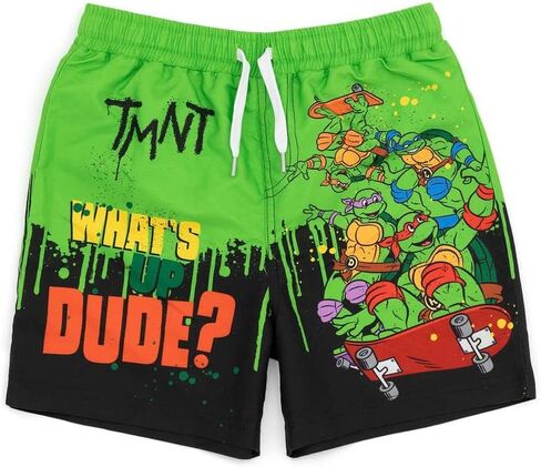 Teenage Mutant Ninja Turtles Boys Swim Shorts | Kids Graphic Swimming Pants | TMNT Drawstring Waistband Swimwear Trunks in Saudi Arabia