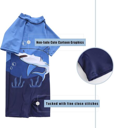 ملابس سباحة للأولاد قطعة واحدة من Rash Guard بأكمام قصيرة، قميص سباحة للأطفال بعامل حماية من أشعة الشمس 50+ ملابس سباحة للحماية من الشمس من 3 إلى 16 سنة in Kuwait