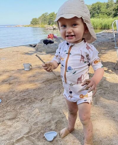 Toddler Boys One Piece Bathing Suit Zipper Short Sleeve Rash Guard Swimwear Quick Dry Green Stripe Swimsuit in Kuwait