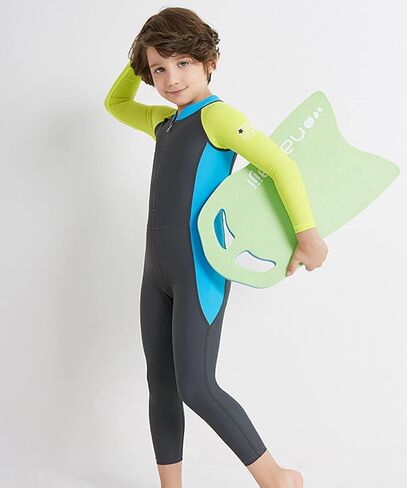 LUCKYLUAN Boys Girls Full Body Swimsuit Color Block One Piece UPF 50 Long Sleeve Rash Guard for Kids in Kuwait