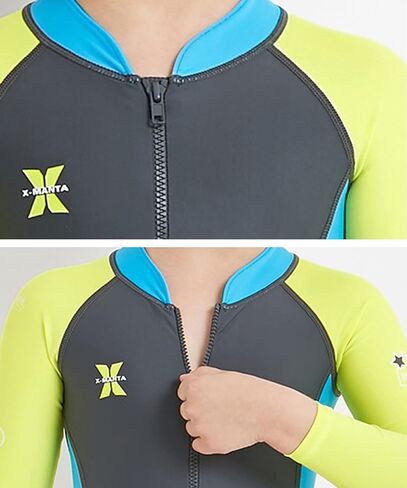 LUCKYLUAN Boys Girls Full Body Swimsuit Color Block One Piece UPF 50 Long Sleeve Rash Guard for Kids in Kuwait