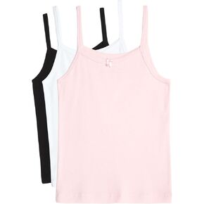 Rene Rofe Girls' Undershirt - 100% Cotton Cami - Camisole Tank Top (3 Pack, 2T-14)