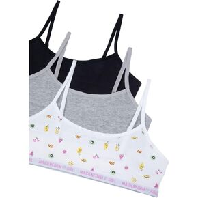 Maidenform Girls' Logo Band Cotton Crop Training Bra, 3 Pack