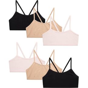 Rene Rofe Girls’ Training Bra – Only Girls Bra for Girls – 6 Pack Comfort Stretch Cami Bralette (7-14)