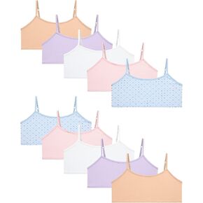 Rene Rofe Girls' Joelle Training Bra – 10 Pack Stretch Cotton Cami Bralette (7-14)