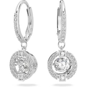 SWAROVSKI Sparkling Dance Necklace and Earrings Jewelry Collection, Rhodium Finish, Blue Crystals, Clear Crystals