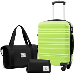 LONG VACATION Luggage Set 4 Piece Luggage ABS hardshell TSA Lock Spinner Wheels Luggage Carry on Suitcase (APPLE GREEN, 6 piece set) in Kuwait