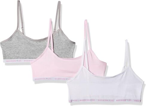 Maidenform Girls' Logo Band Cotton Crop Training Bra, 3 Pack in Kuwait