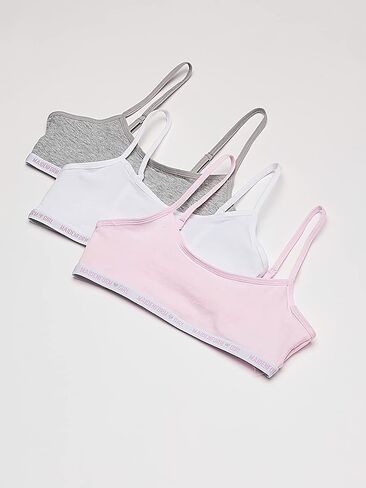 Maidenform Girls' Logo Band Cotton Crop Training Bra, 3 Pack in Kuwait
