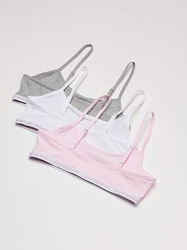 Maidenform Girls' Logo Band Cotton Crop Training Bra, 3 Pack in Kuwait