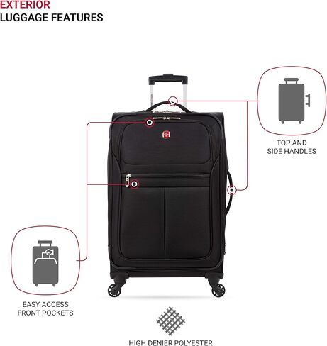 SwissGear 4010 Softside Luggage with Spinner Wheels, Black, 3-Piece Set (18/23/27) in Kuwait