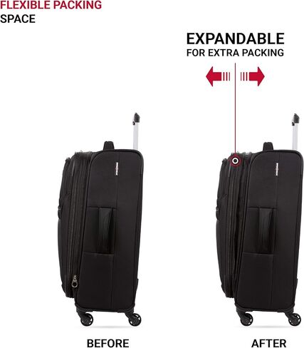 SwissGear 4010 Softside Luggage with Spinner Wheels, Black, 3-Piece Set (18/23/27) in Kuwait