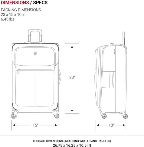 SwissGear 4010 Softside Luggage with Spinner Wheels, Black, 3-Piece Set (18/23/27) in Kuwait