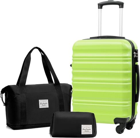 LONG VACATION Luggage Set 4 Piece Luggage ABS hardshell TSA Lock Spinner Wheels Luggage Carry on Suitcase (APPLE GREEN, 6 piece set) in Kuwait